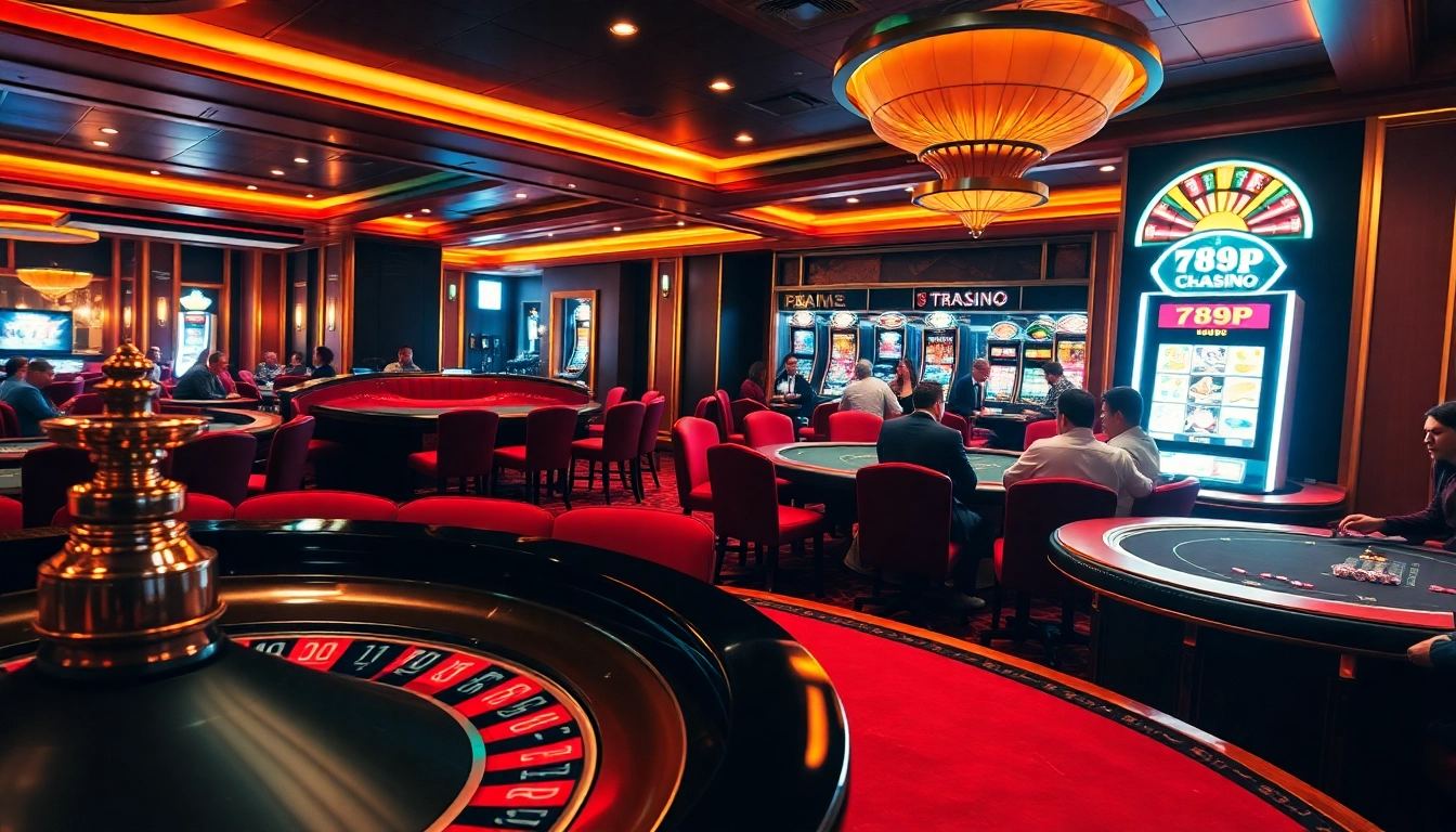 Experience the thrill of 789P with an engaging casino scene featuring roulette and poker.