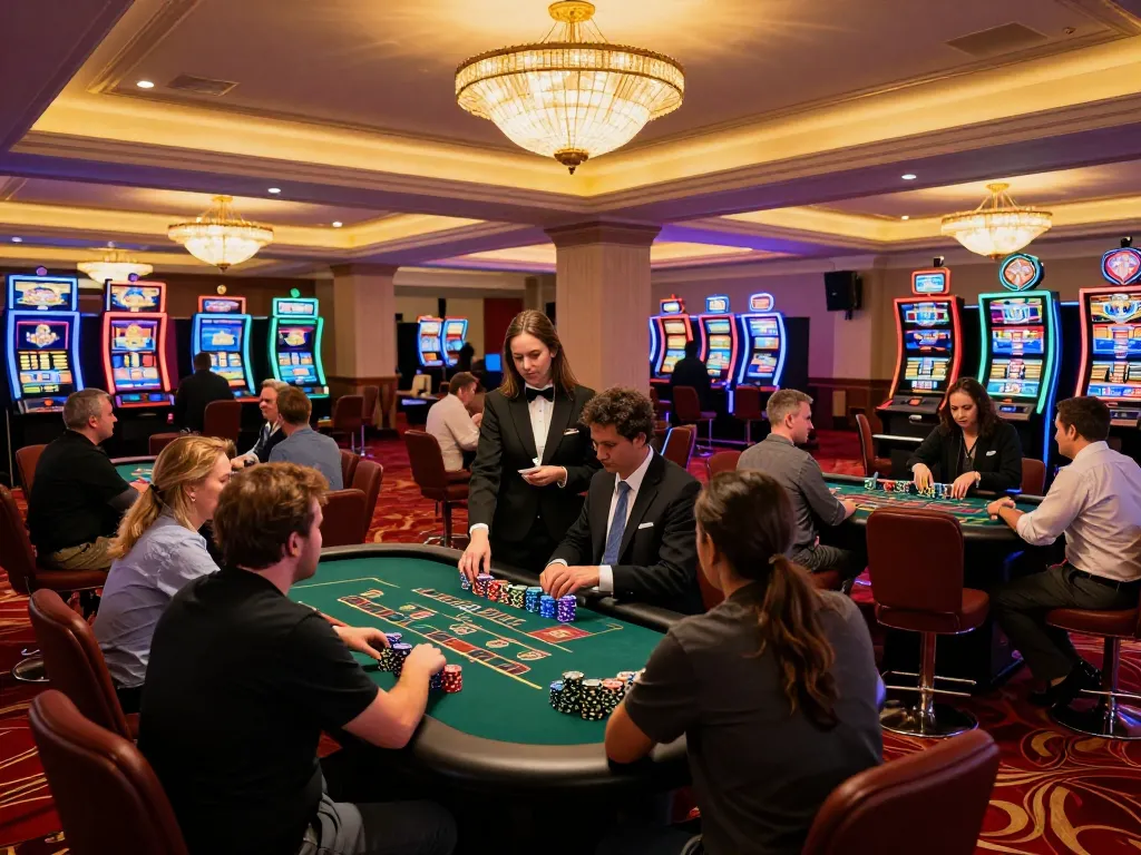 Engaged players at blackjack tables in vibrant casino atmosphere, showcasing strategic gameplay at https://s8inc.com/.