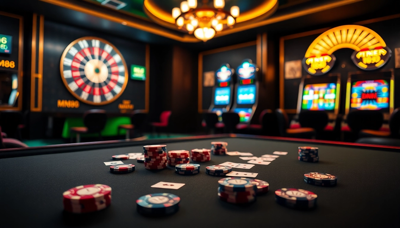 Experience the excitement of MM88 in a luxurious casino setting with vibrant poker action.