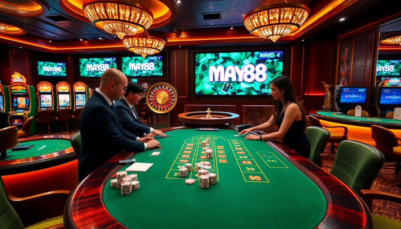 Experience thrilling blackjack action at May88 casino with professional dealers and vibrant gameplay.