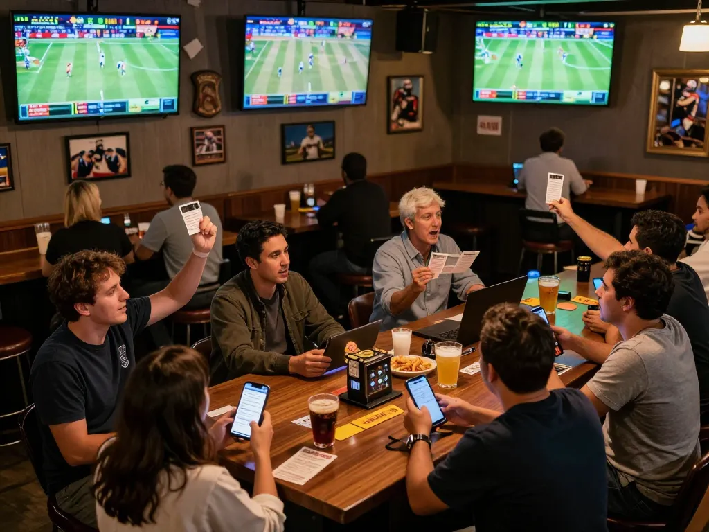 TR88 sports betting enthusiasts engaging in live betting during exciting games