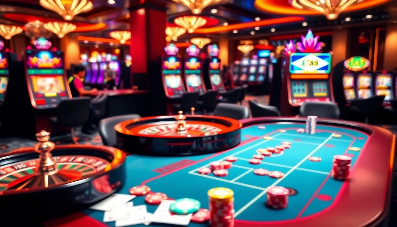 EE88 encourages winning strategies at a vibrant poker table in a luxurious casino environment.