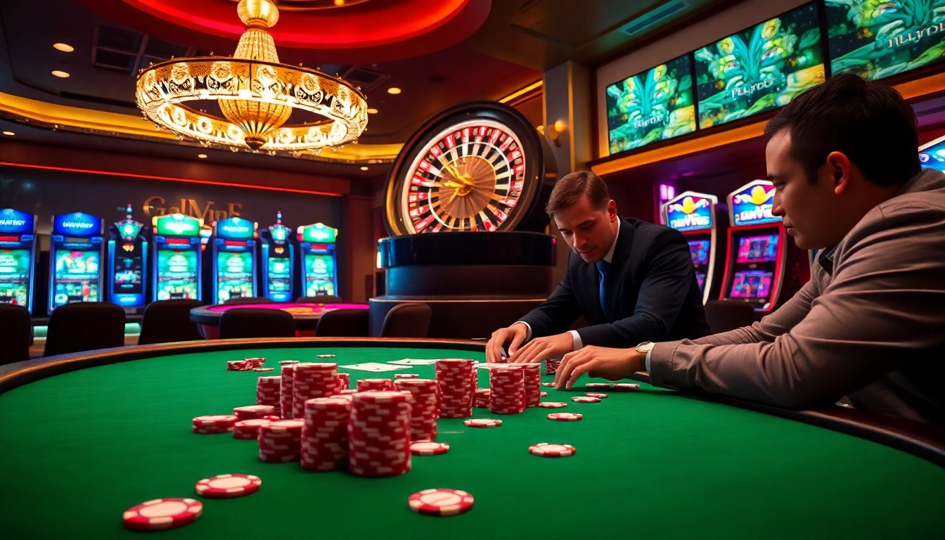 Players enjoying poker at LV88 Casino with vibrant atmosphere and professional gaming setup.