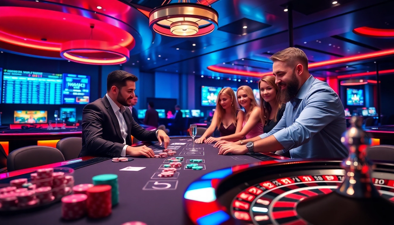 Engaging casino scene at https://ok8386.autos/ with dealers, colorful chips, and roulette excitement.