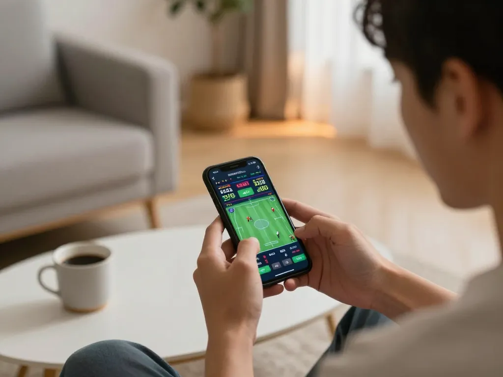 Watch Nk88 sports betting app in action on smartphone during an exciting game.