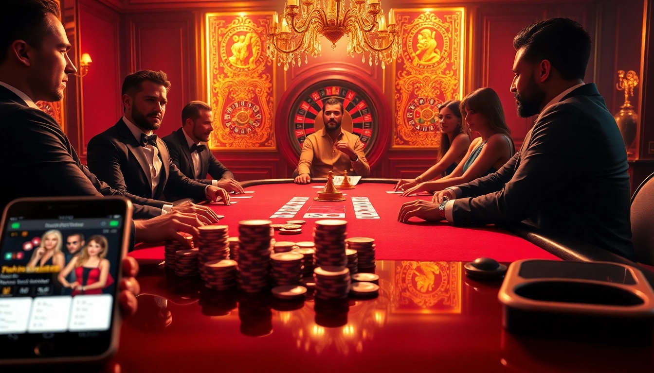 Daga poker players engage in high-stakes gambling at a luxurious casino table filled with chips and cards.