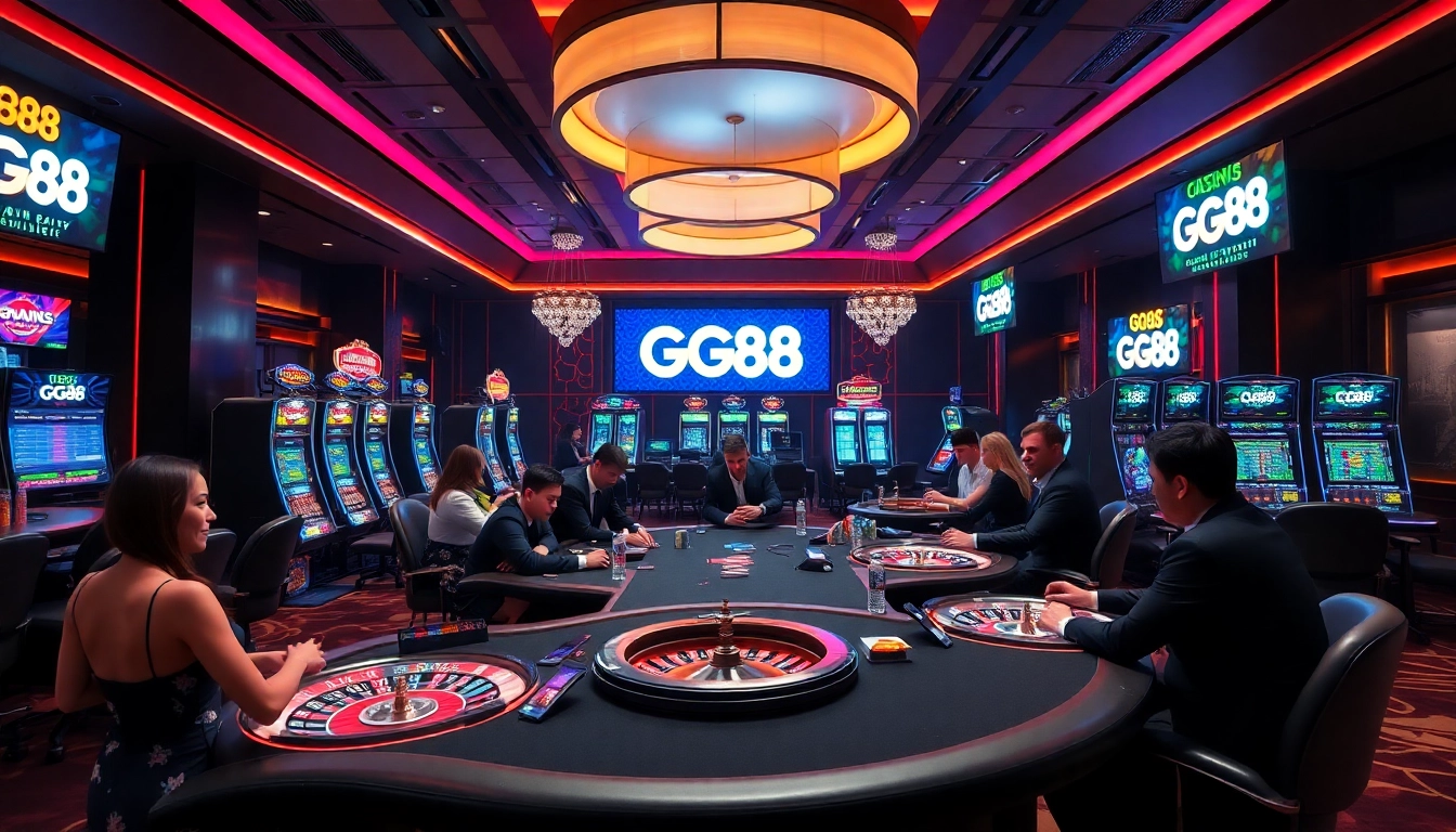 Experience the thrill of gambling with GG88 at an upscale casino table.