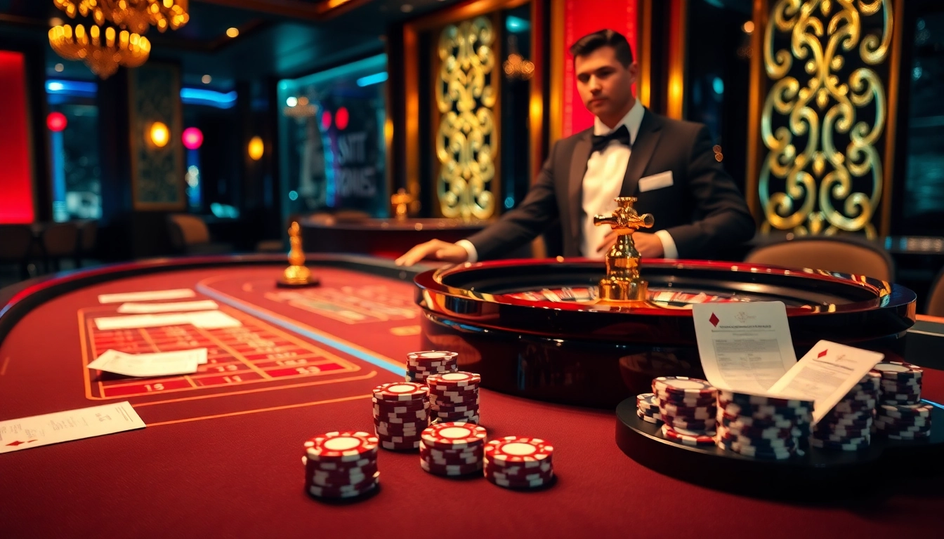 Kèo Nhà Cái offers thrilling betting experiences with professional gamblers at a luxurious casino table.