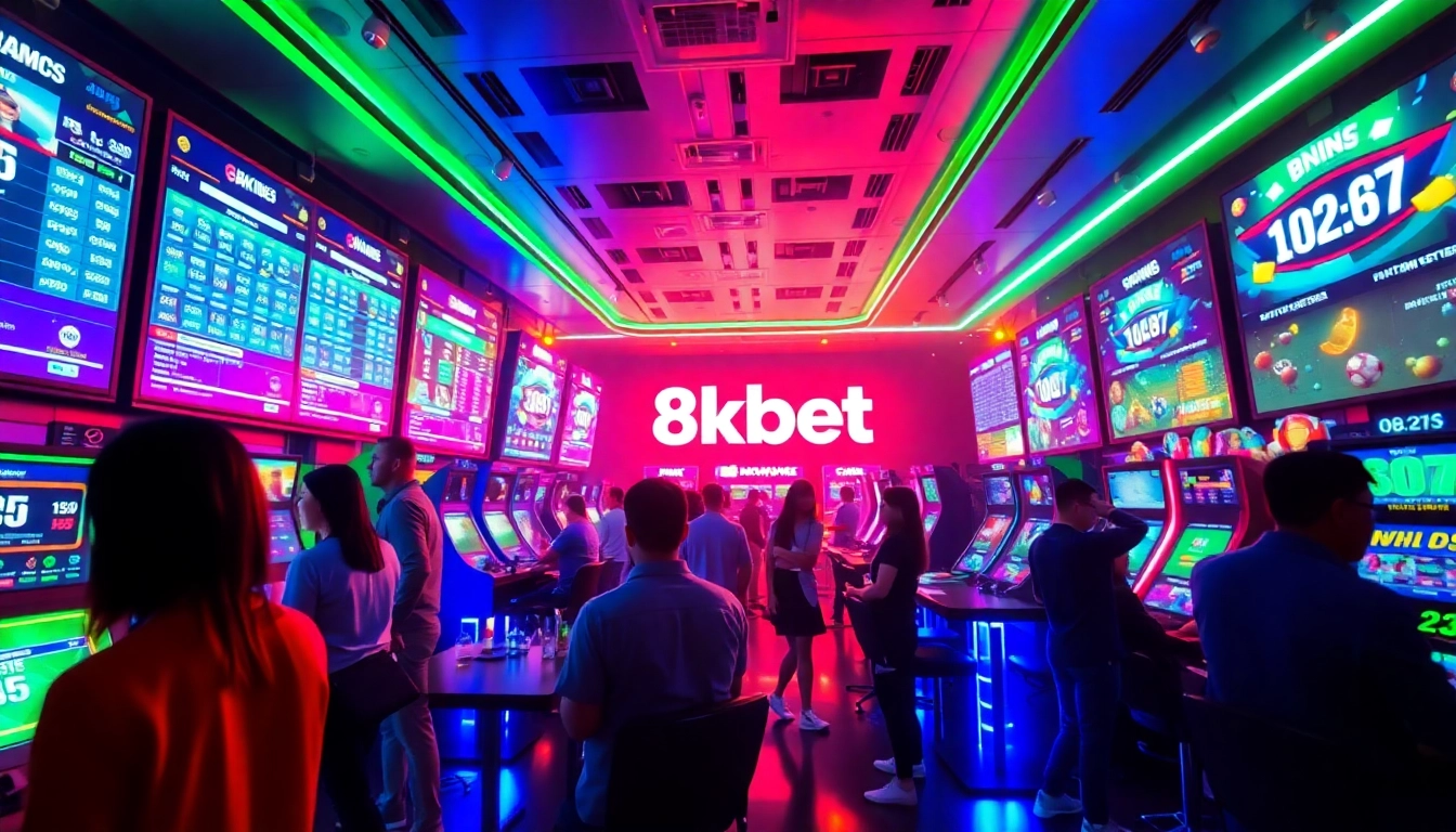 Engaging scene of the 8kbet buzz online betting platform showcasing vibrant digital gaming interfaces.
