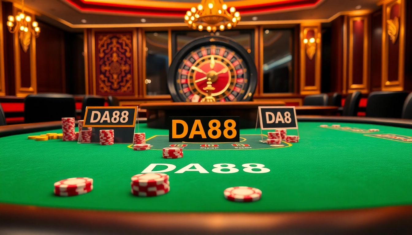 Experience DA88's thrilling casino action with elite players at a luxurious gambling table.