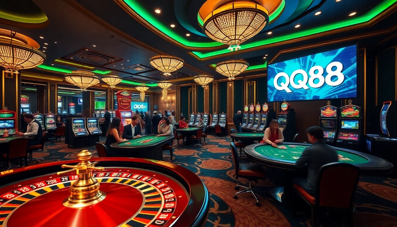 Experience the excitement of QQ88 casino games with vibrant roulette tables and thrilling action.