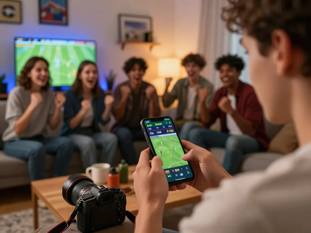 SboBet users engage intensely with live betting odds during an exciting soccer match.
