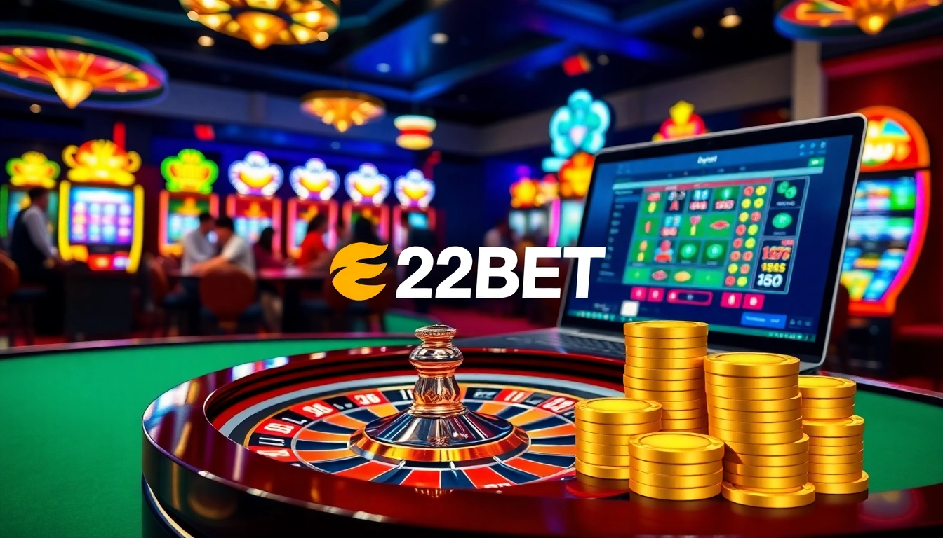 Experience thrilling bets at E2BET with luxurious gaming tables and vibrant online interfaces.