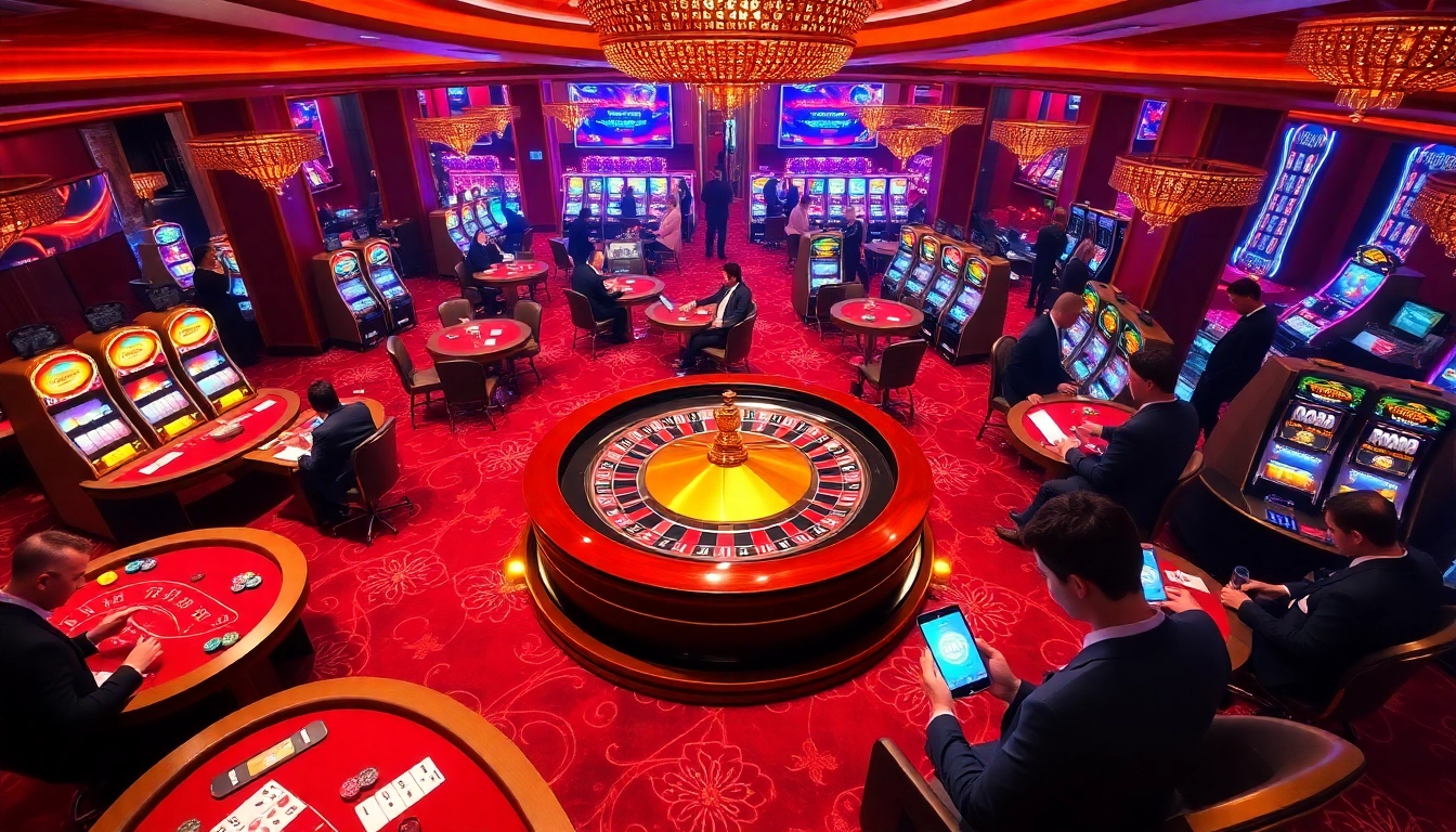 Experience THABET's thrilling casino action with vibrant gaming tables and roulette.