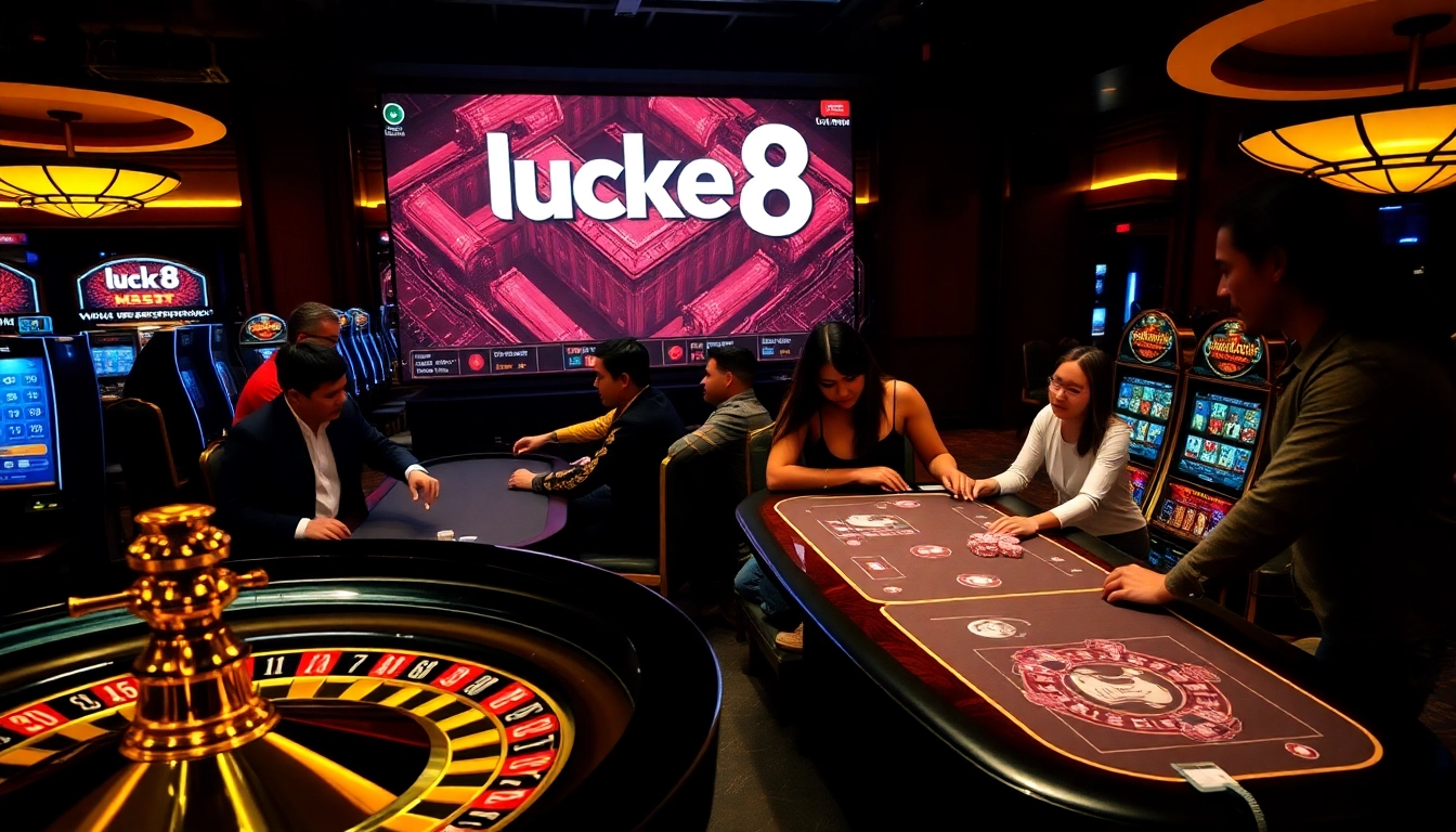 Engaged players at a luck8 casino table enjoying vibrant games and exciting betting opportunities.