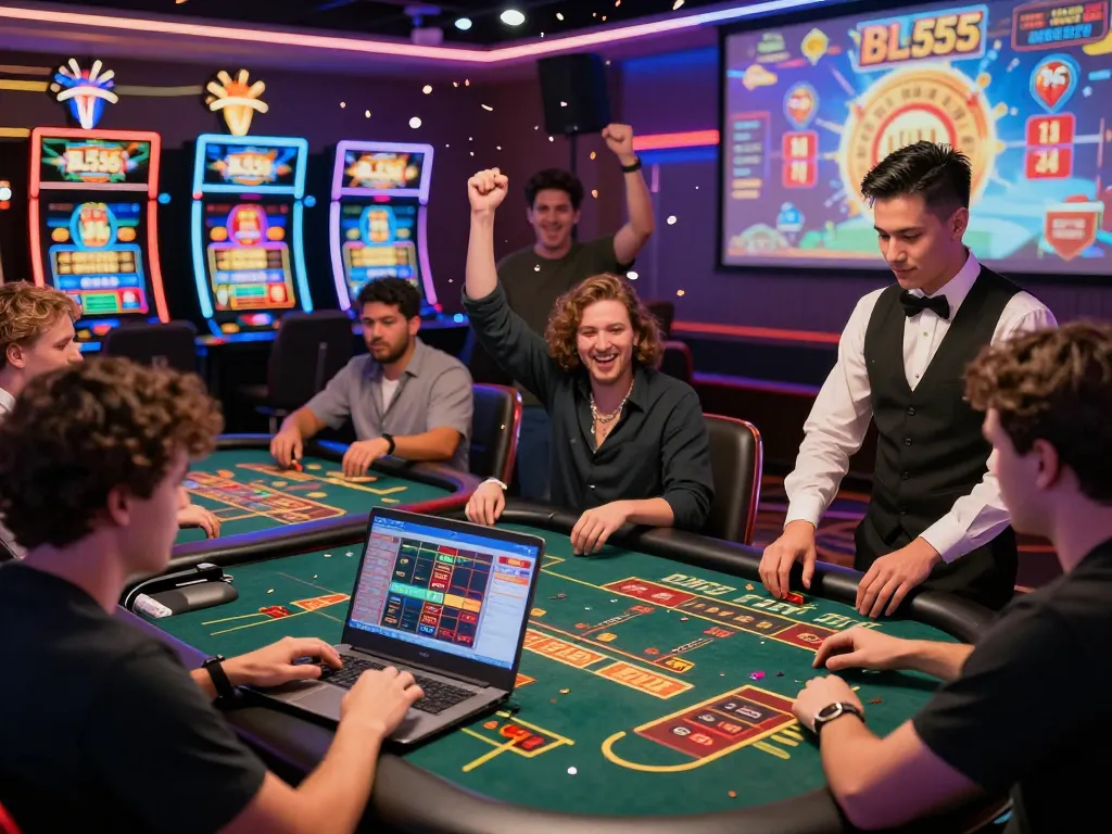 Players experiencing the exhilarating games at BL555 online casino, highlighting excitement and engagement in the gaming community.