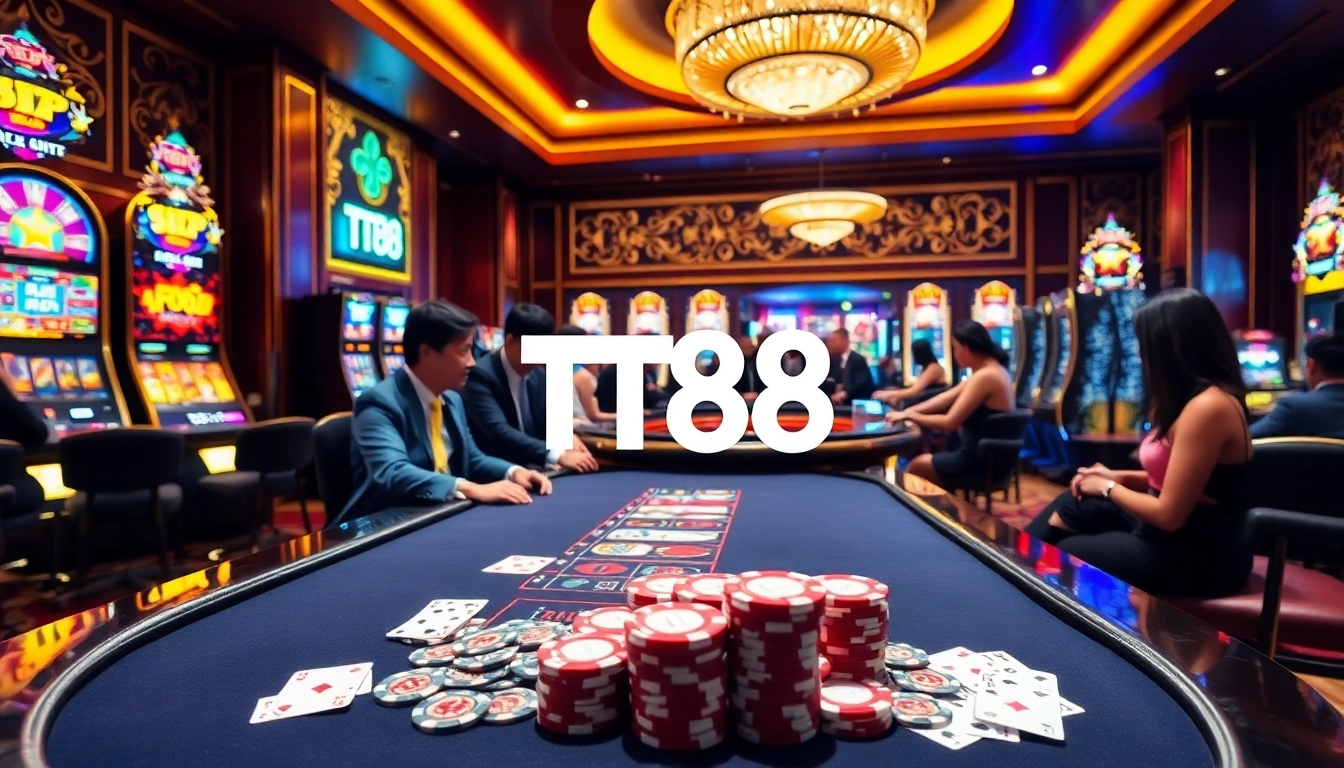Experience thrilling games at TT88 Casino with vibrant tables and excited players.