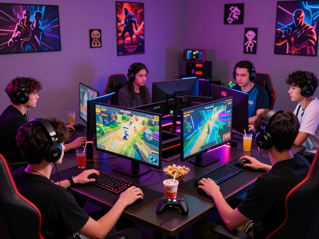 Exciting gaming session featuring multiple players enjoying various games on go-88.us.com, showcasing vibrant graphics and gaming accessories.