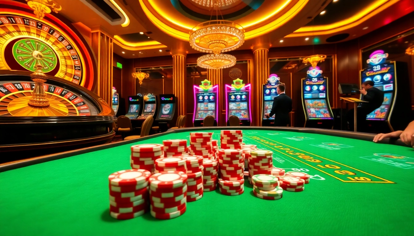 Experience the thrill of winning at 98win with vibrant casino games and elegant decor.