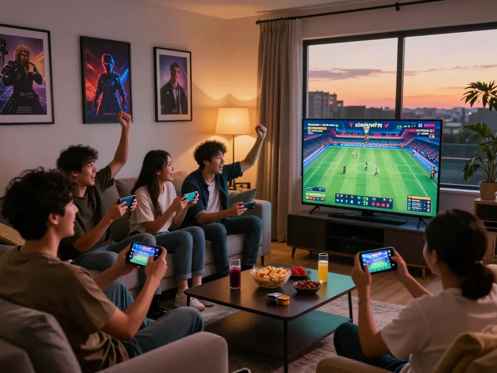 Friends enjoying the Luckywin online gaming experience during a live event, creating a vibrant and engaging social atmosphere.