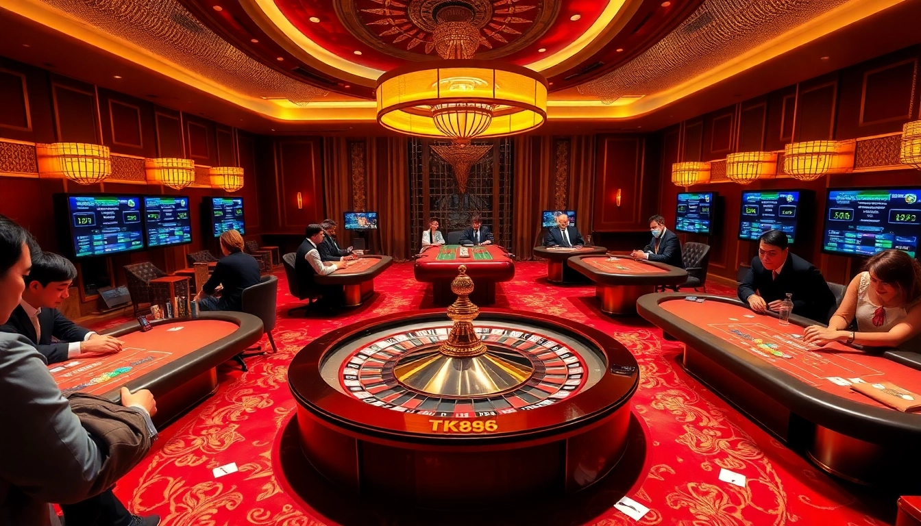 tk88 players celebrating a win at a luxurious casino table