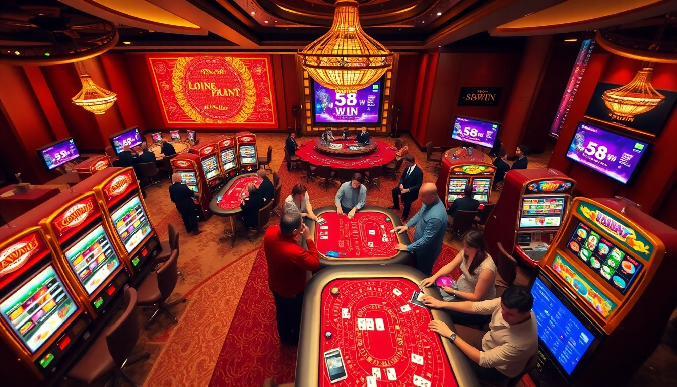 Experience the thrill of gambling at 58WIN with vibrant tables and eager players.