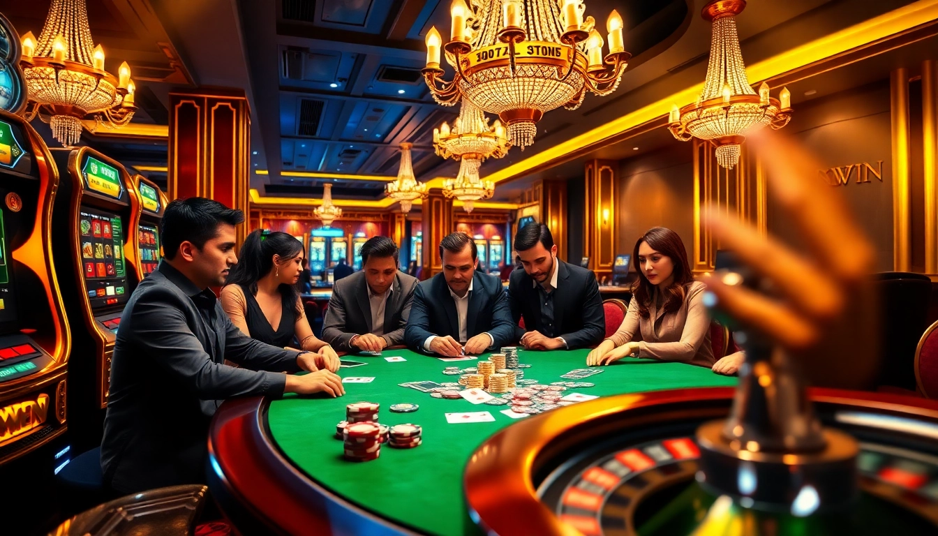 Experience high-stakes poker at an elite casino with okwin-themed luxury gaming elements.
