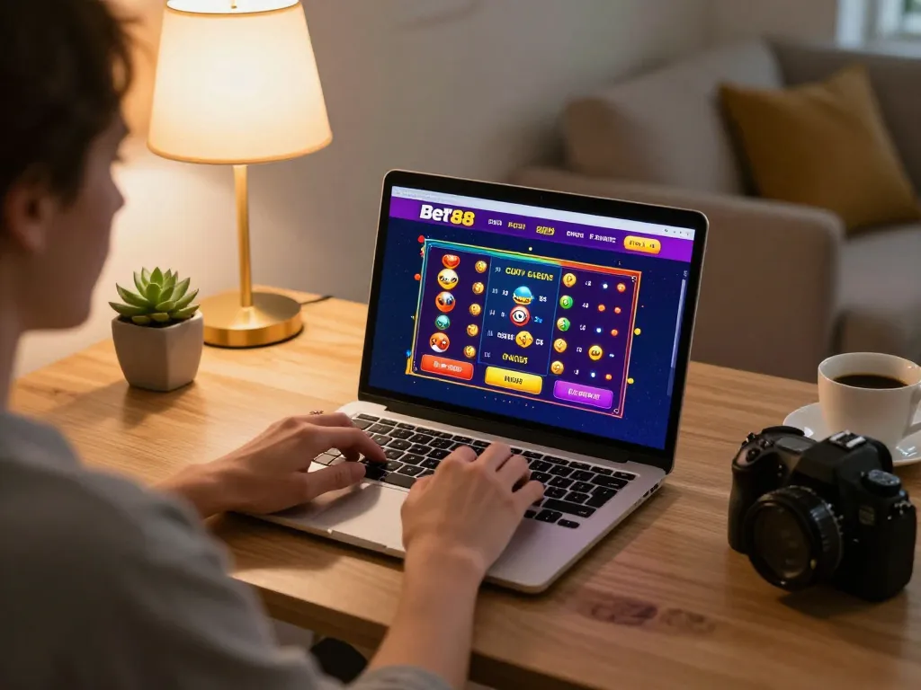 Engaging gaming session with bet88 online casino interface displayed on laptop screen