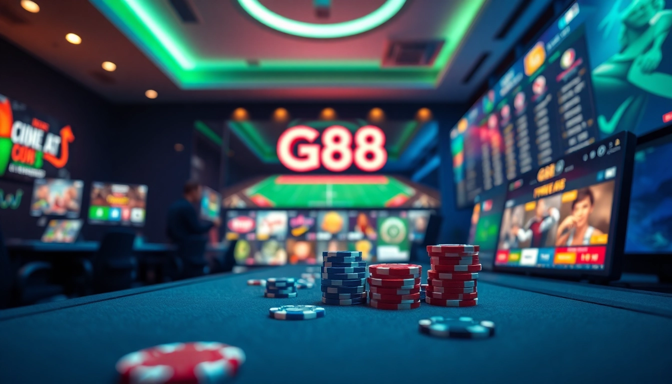 Dynamic G88 gaming platform showcasing vibrant games and betting options in an inviting atmosphere.