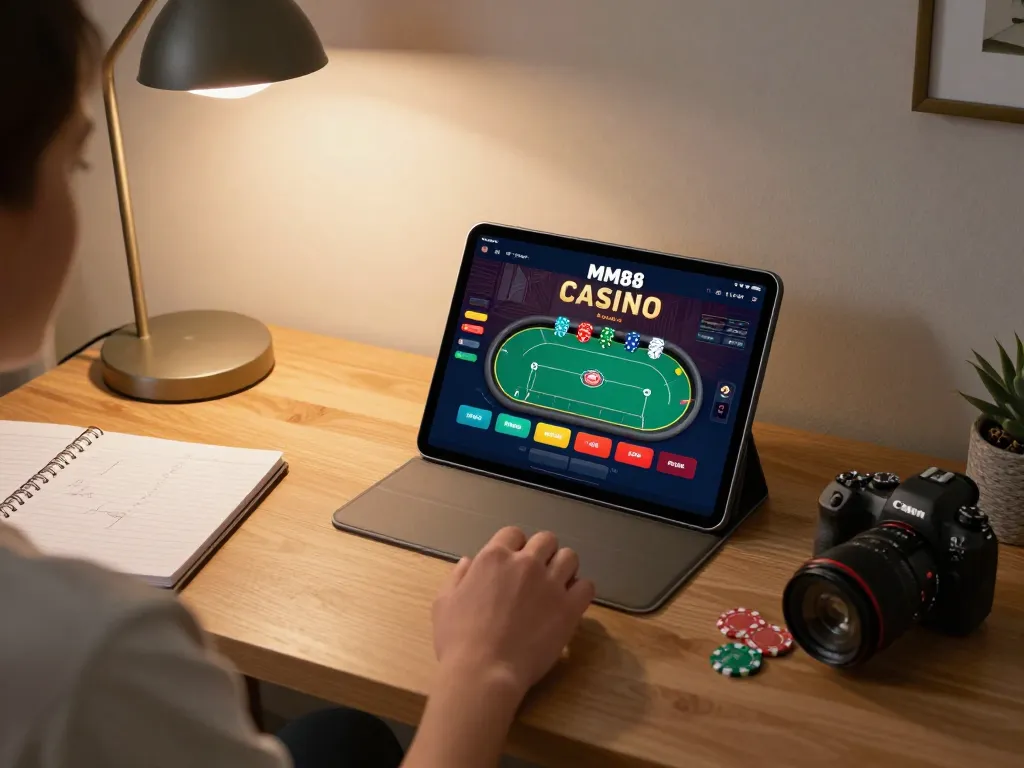 Engaging with the MM88 casino app while planning strategies at home.