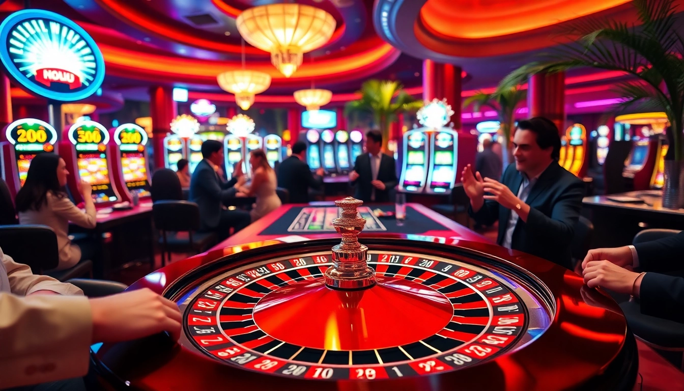 Nohu-themed casino scene showcasing a roulette table with vibrant players and exciting gameplay.