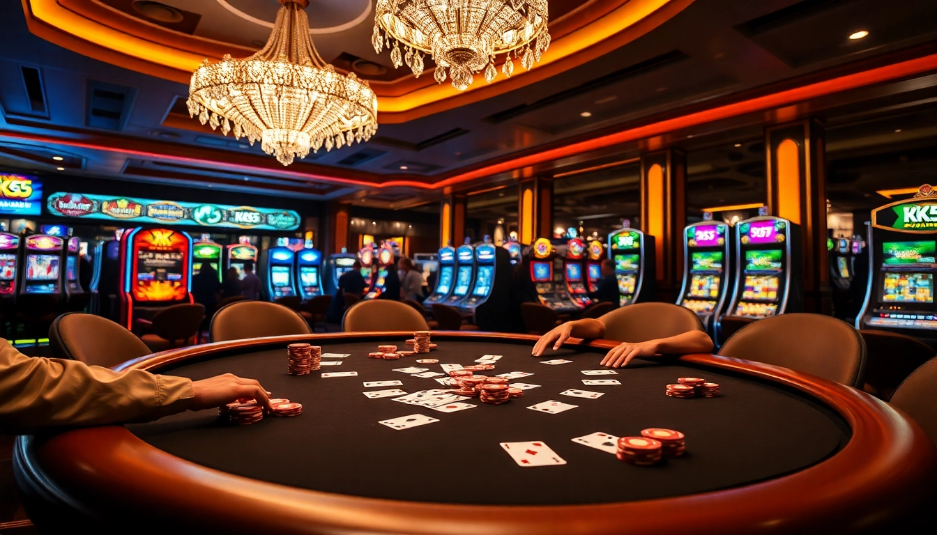 Experience the thrill of high-stakes play at KK55's luxurious poker table.