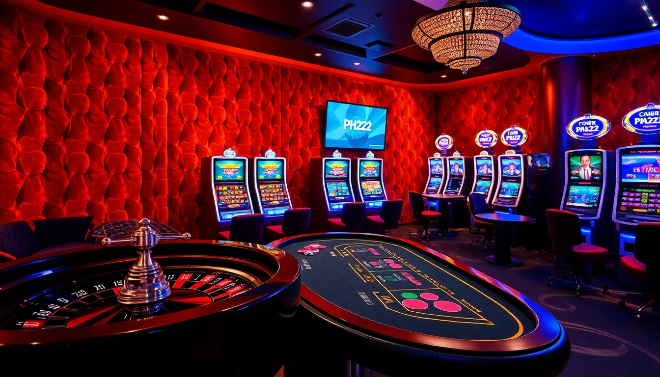Experience the excitement of PH222 Casino with vibrant slot machines and high-stakes poker action.
