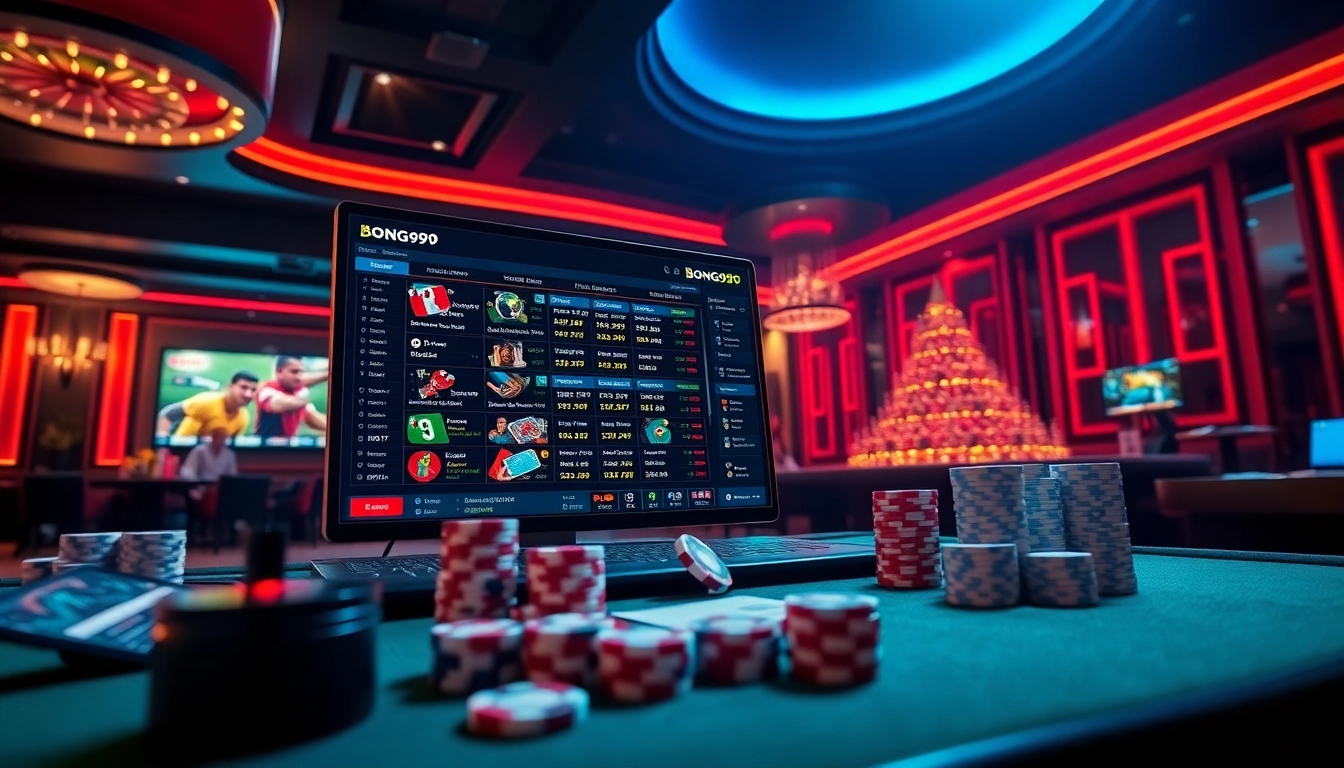 Bong99 sports betting interface showcasing exciting online gambling action with vibrant graphics.