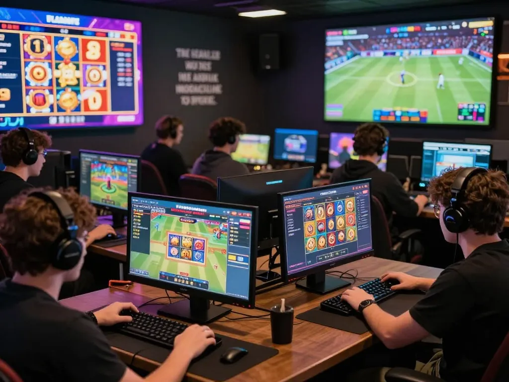 Players engaged in exciting online gaming at bl555 platform, showcasing diverse betting options in a vibrant environment.