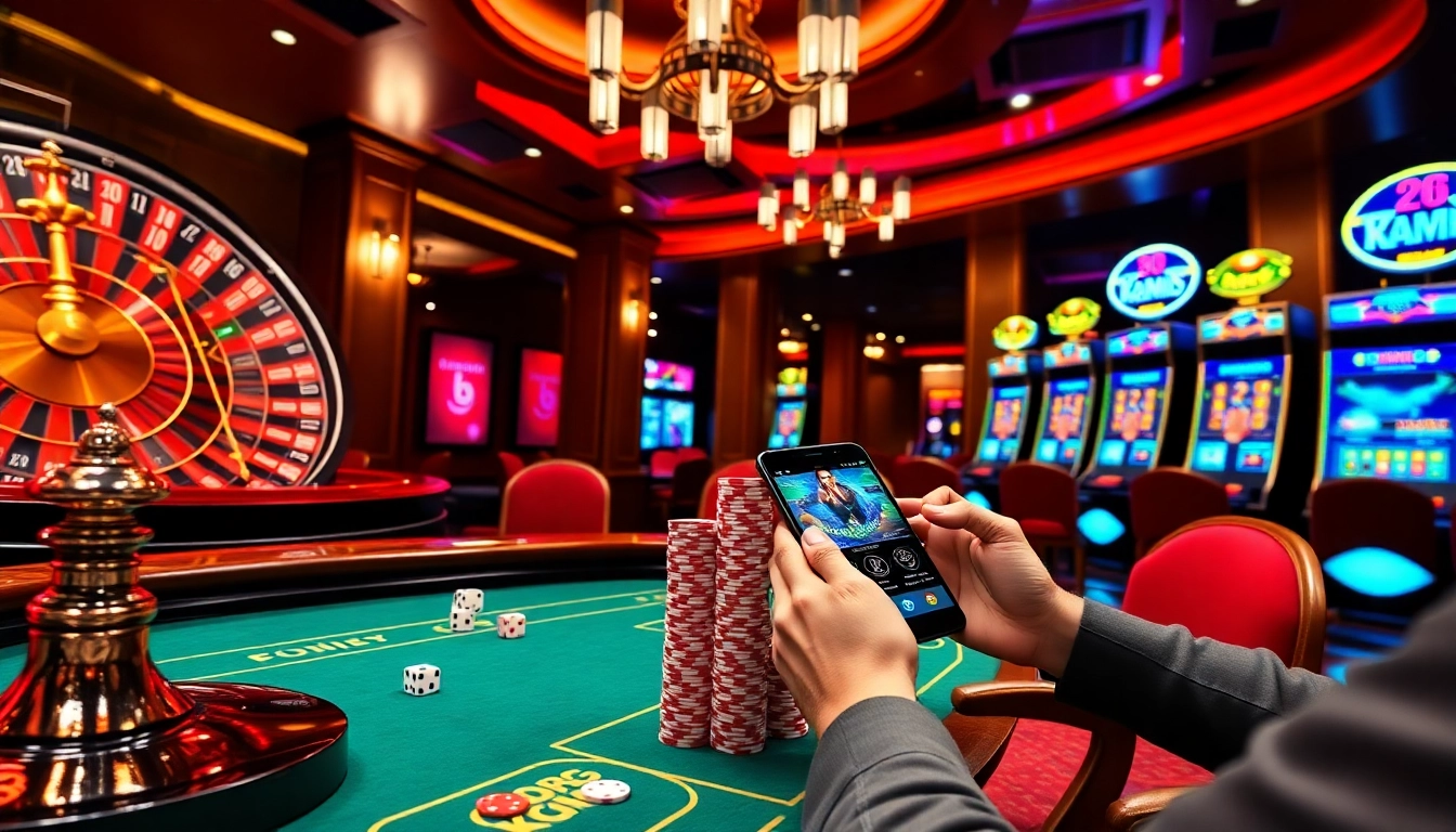 Exciting gameplay at XXGG online casino with vibrant roulette, dice, and poker chips.