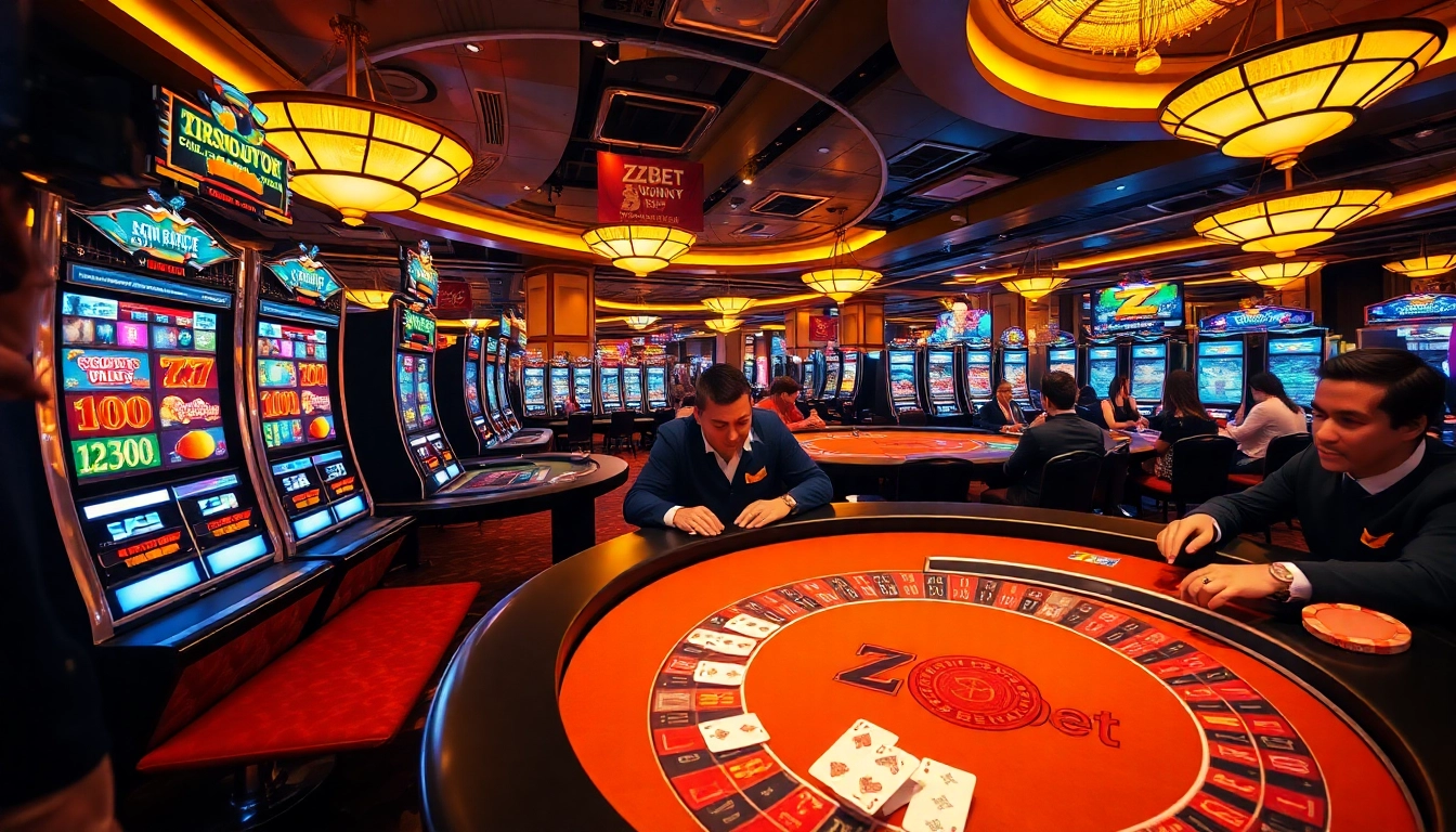 Zbet casino experience featuring vibrant games and enthusiastic players engaging in thrilling action.
