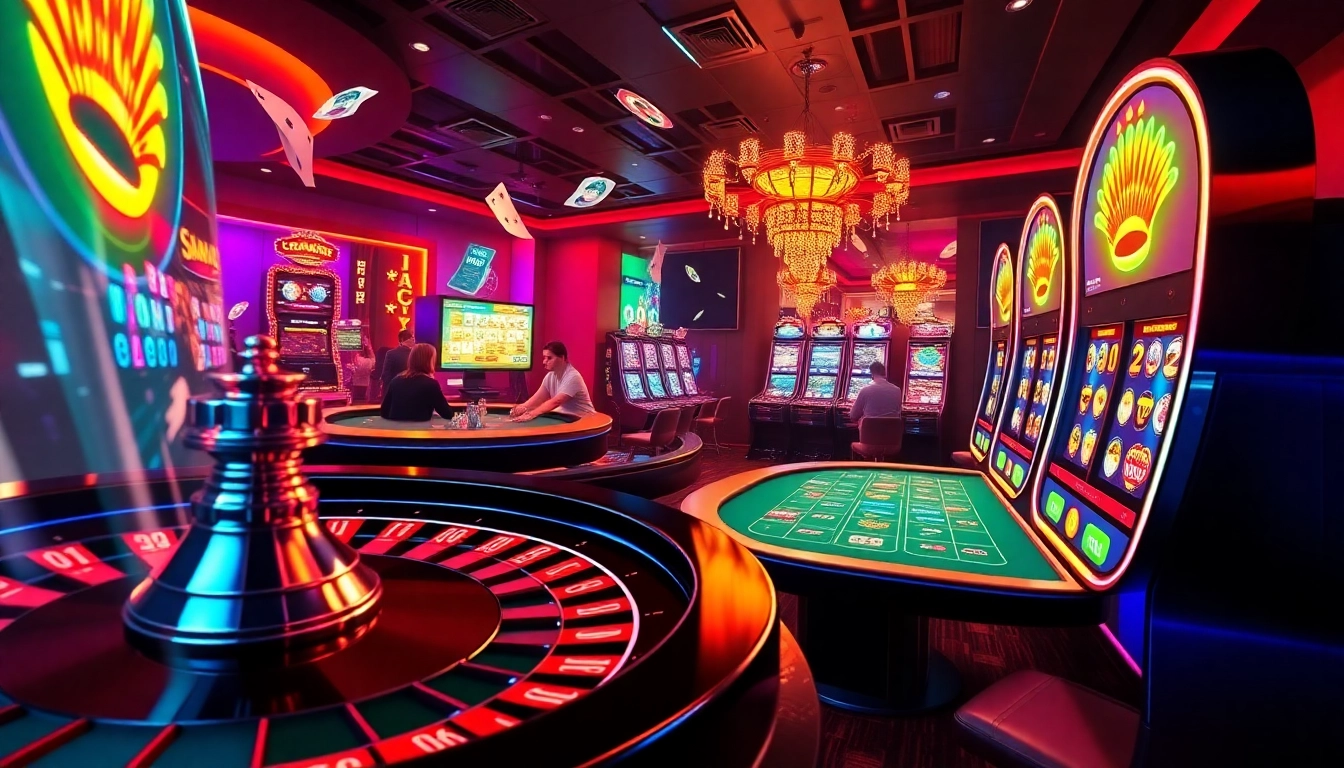 Engaging scene of players enjoying online gambling at https://tg885.net/, showcasing poker, roulette, and slot games.