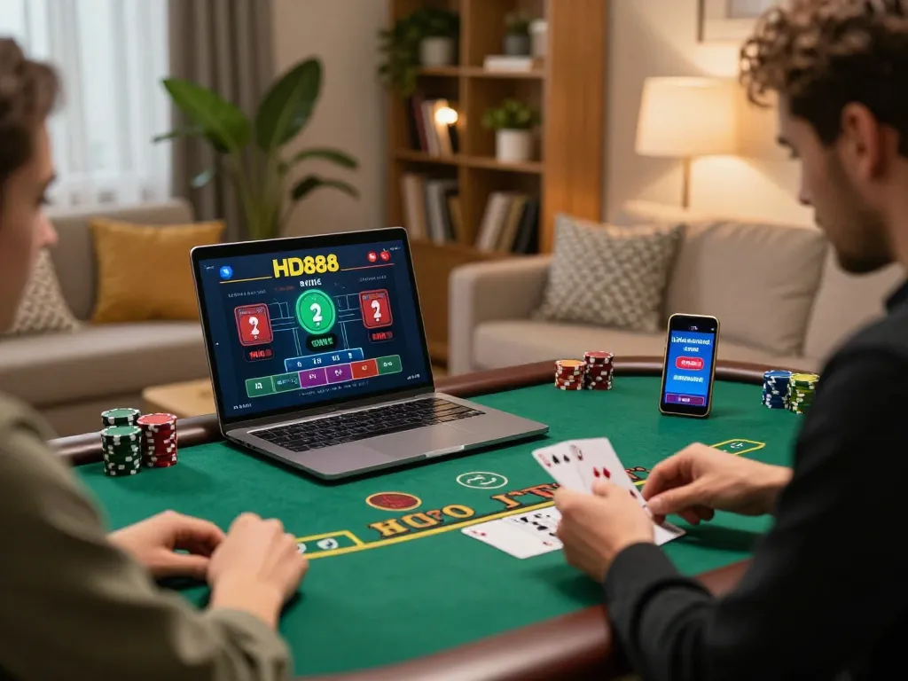 Player engaged in live dealer blackjack on HD88, showcasing strategic online gambling experience.