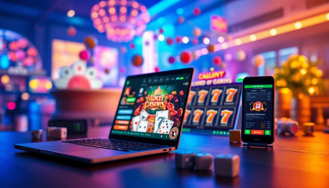 Online gaming interface highlighting 58win's casino features with vibrant colors and engaging elements.