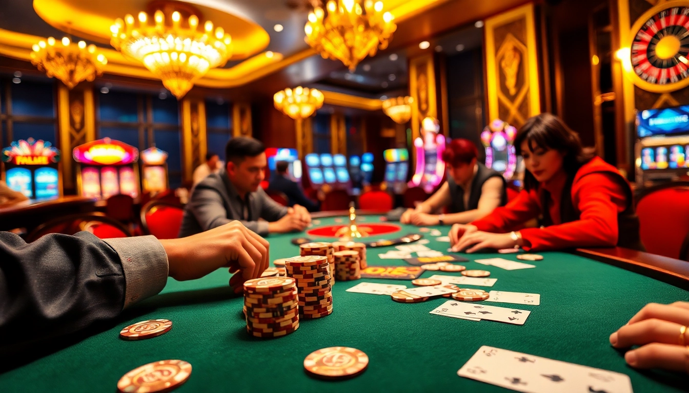 Engaging poker game at IQ88, showcasing thrilling bets and luxurious ambiance.
