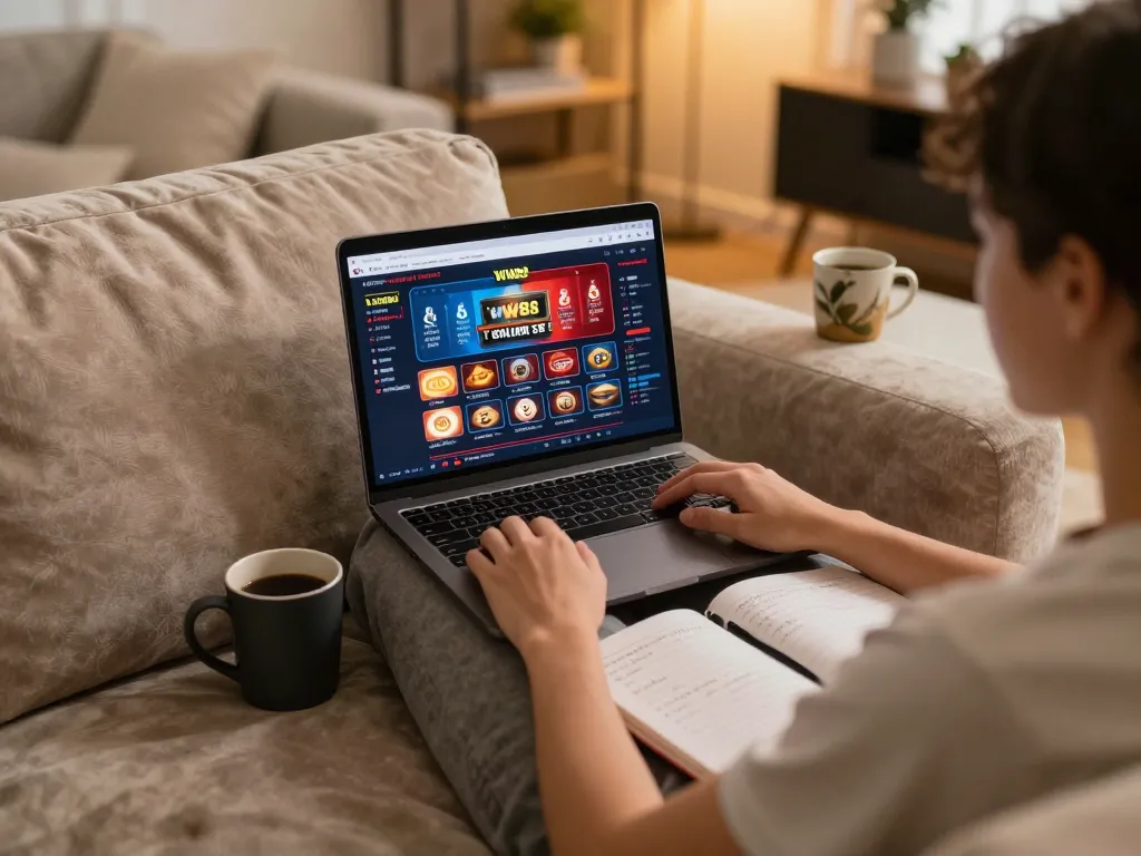 Playing poker on WW88 online casino from a cozy home with betting notes