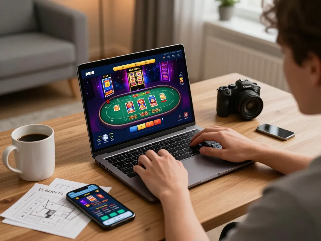 Engaging online gameplay on IWIN CLUB app showing vibrant casino interface, player focused on strategy.
