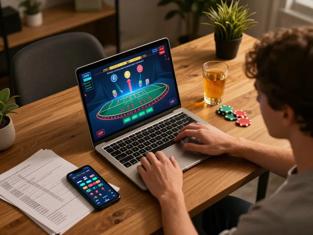 Person engaging in a live dealer blackjack game on their laptop with RED88 branding visible on the screen.