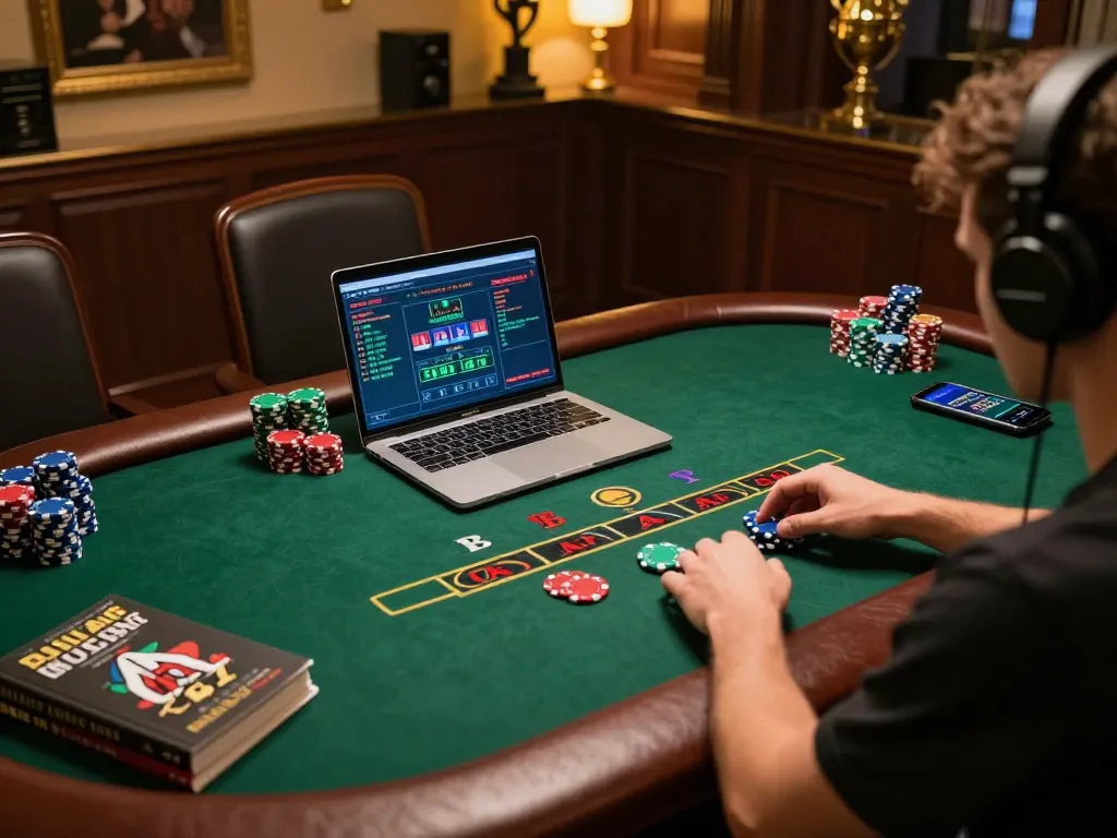 Player enjoying intense live blackjack session on jae888 platform, showcasing a strategic online gambling experience