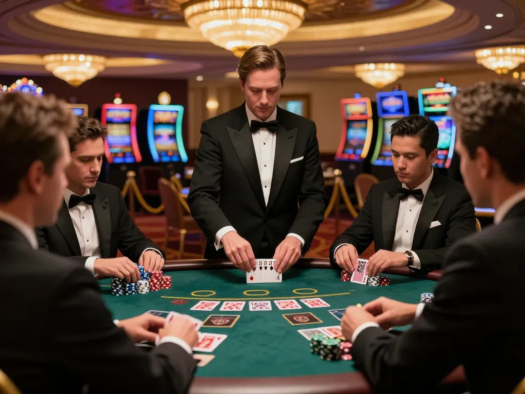 Players at a competitive blackjack table during a thrilling bu88 casino night.