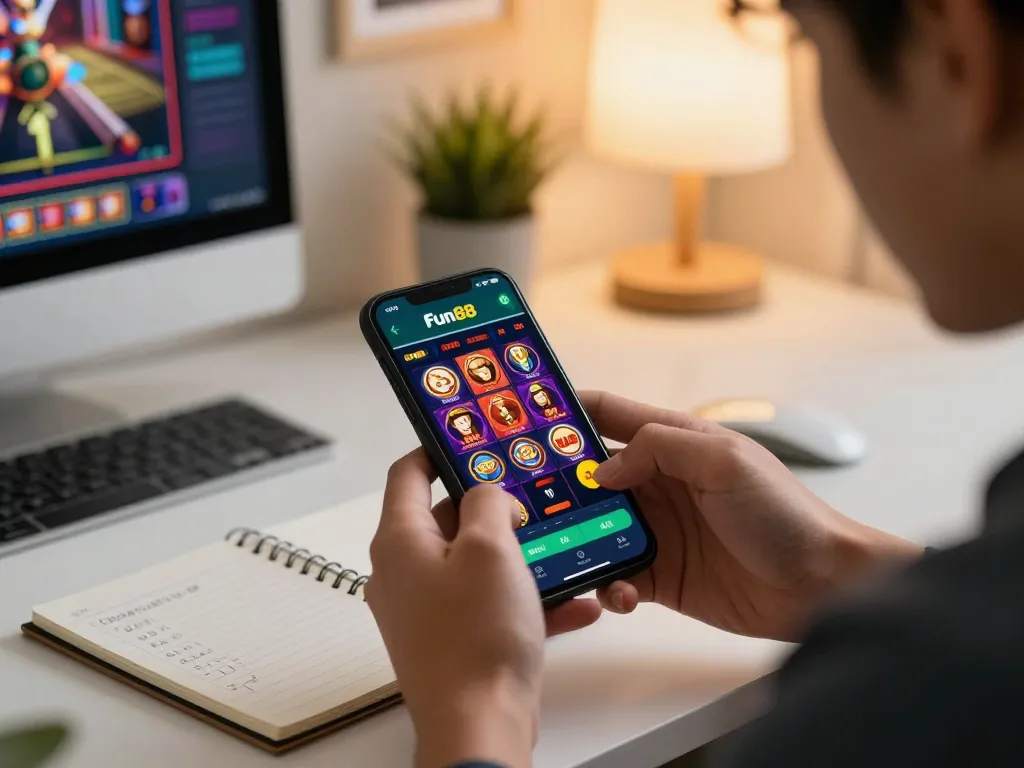 fun88 mobile gaming experience highlighted with a player using the app for casino betting