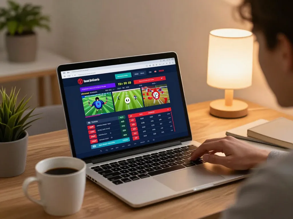 Engaged user placing bets on trang cá cược bóng đá interface at home.