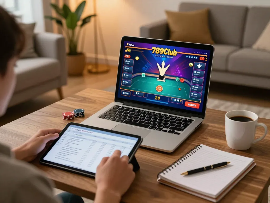 Engaging in strategic online poker gameplay at 789Club from a cozy home setting.