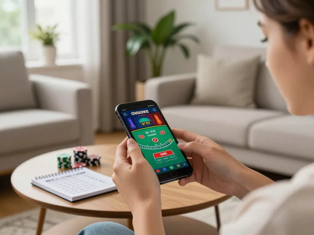 Player enjoying EE88 mobile casino app with live dealer blackjack on smartphone